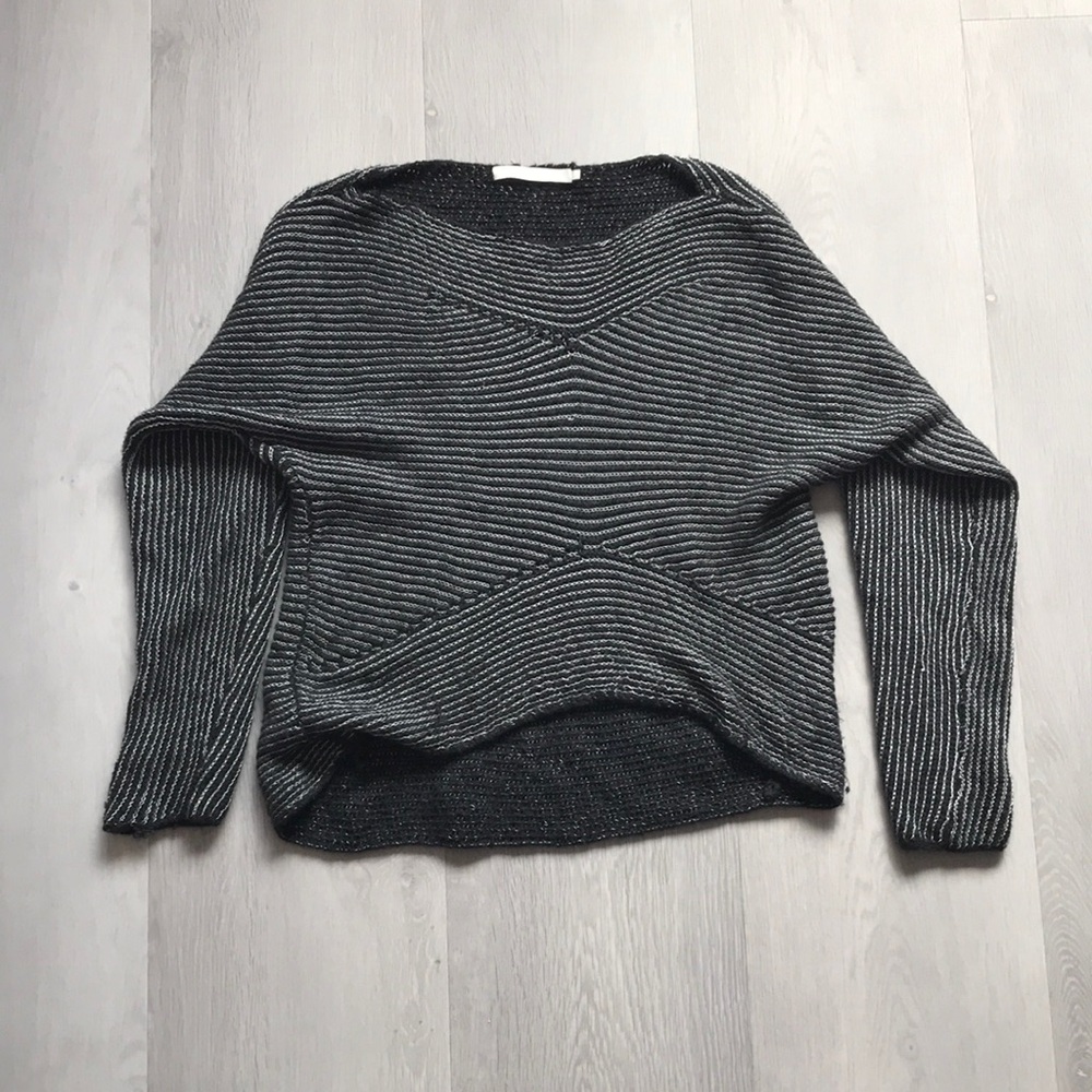 ONE GREY DAY WOOL SWEATER STRIPED PULLOVER SLOUCHY LONG SLEEVE WOMENS XS